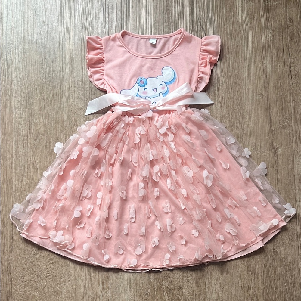 Sanrio Cinnamoroll Pink Dress with Floral Details Size 5-6 - Picture 2 of 13